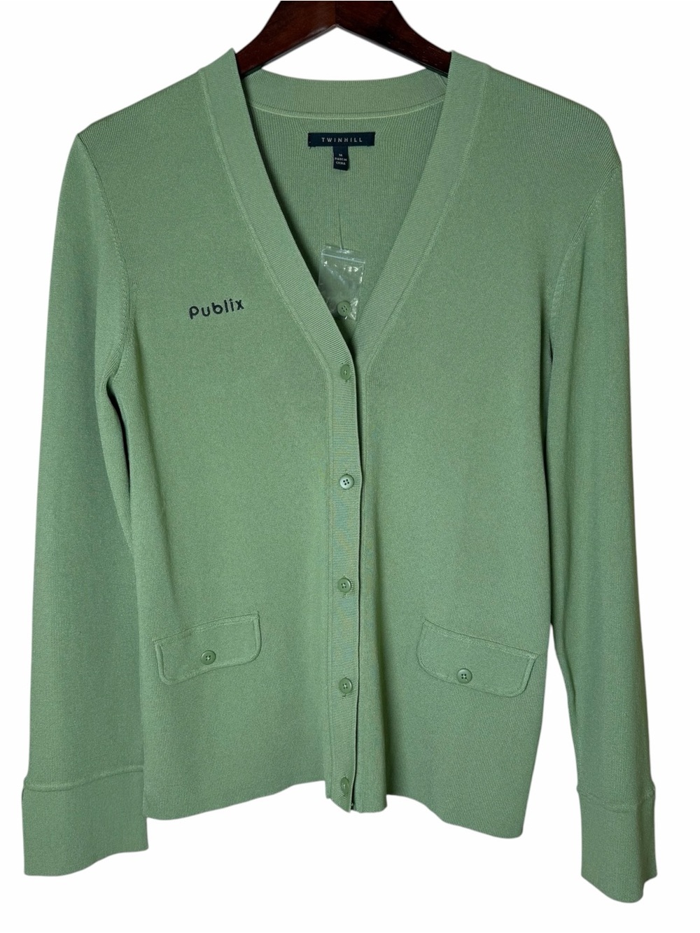 PUBLIX Green Womens Button-up Cardigan Sweater Twinhill BARM Sz Medium NEW